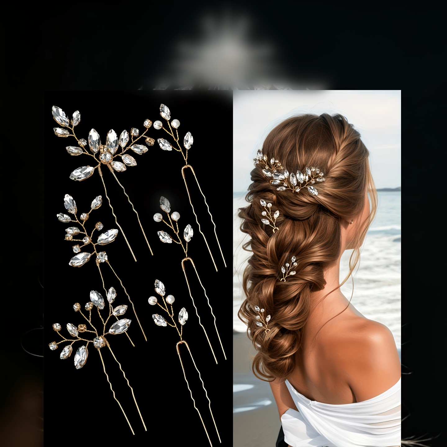 6pcs Bride Wedding Hair Additions, Elegant Headwear